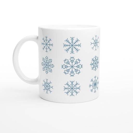 Tasse mit verschiedenen Schneeflocken - taubenblau