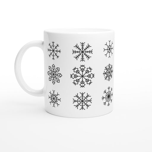 Tasse mit verschiedenen Schneeflocken - schwarz