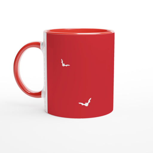 Tasse mit Fledermäusen - rot/weiß, verschiedene Farben